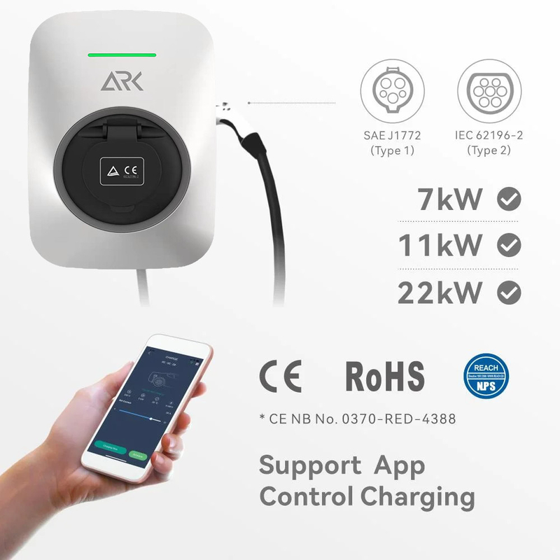 IEC 62196-2 ABS Plastic EV Charger Station Wallbox 7kw