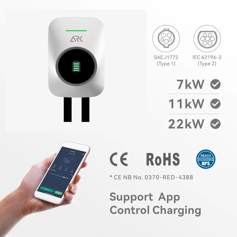 IEC 62196-2 ABS Plastic EV Charger Station Wallbox 7kw